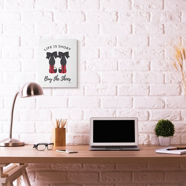 Stupell Industries Fashion Designer Shoes Black Red Watercolor Word Canvas Wall Art, Proudly Made in USA