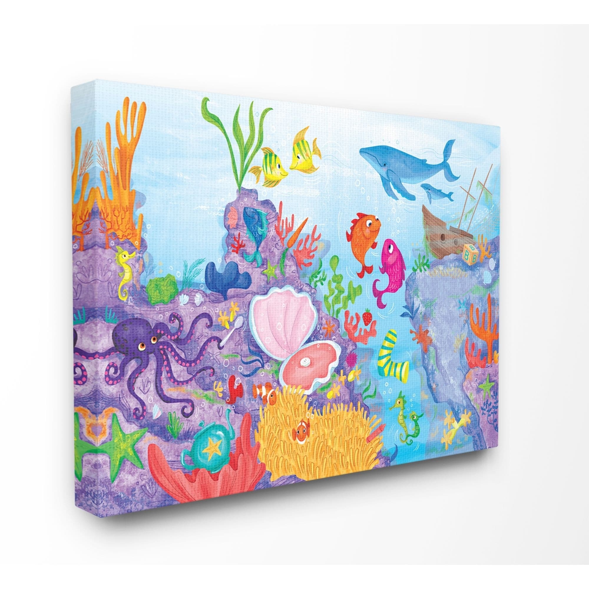 The Kids Room by Stupell Multi-color Fish Rectangle Wall Plaque 