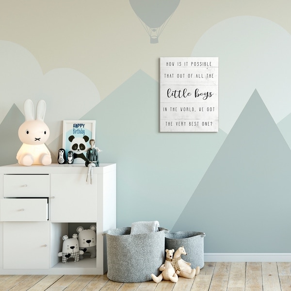 The Kids Room by Stupell Best Little Boy Family Kids Home Inspirational Word Design Canvas Wall Art, Proudly Made in USA