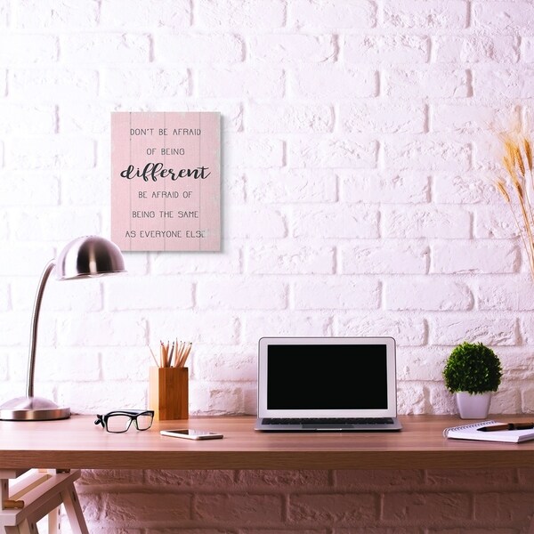 Stupell Industries Don't Be Afraid Pink Wood Texture Inspirational Word Design Canvas Wall Art, Proudly Made in USA