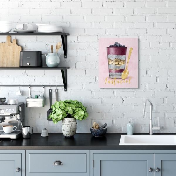 Stupell Industries Instacool Fruit Parfait Gold Pink Painting Canvas Wall Art, Proudly Made in USA
