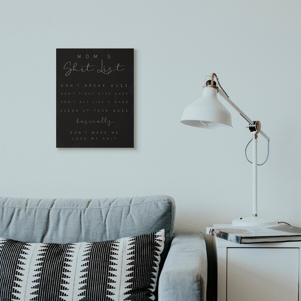 Stupell Industries Mom's List Funny Family Home Word Design Canvas Wall Art, Proudly Made in USA
