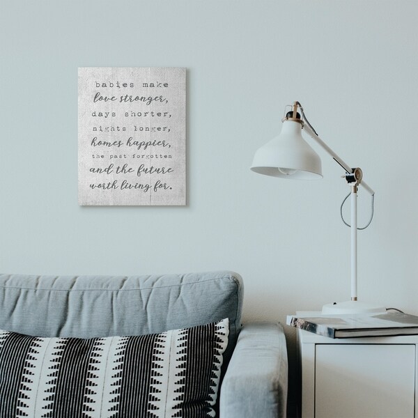 Stupell Industries Babies Make Love Stronger Family Home Kids Grey Word Design Canvas Wall Art, Proudly Made in USA