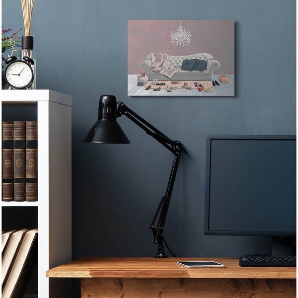 Stupell Industries Chic Living Room Pink Grey Painting Canvas Wall Art, Proudly Made in USA