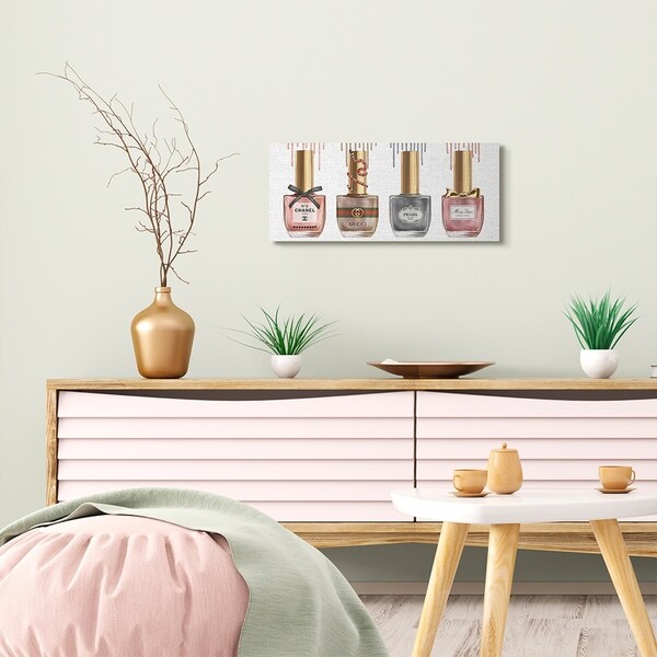 Stupell Industries Makeup Collection Nail Polish Pink Grey Red Fashion Design Canvas Wall Art, Proudly Made in USA