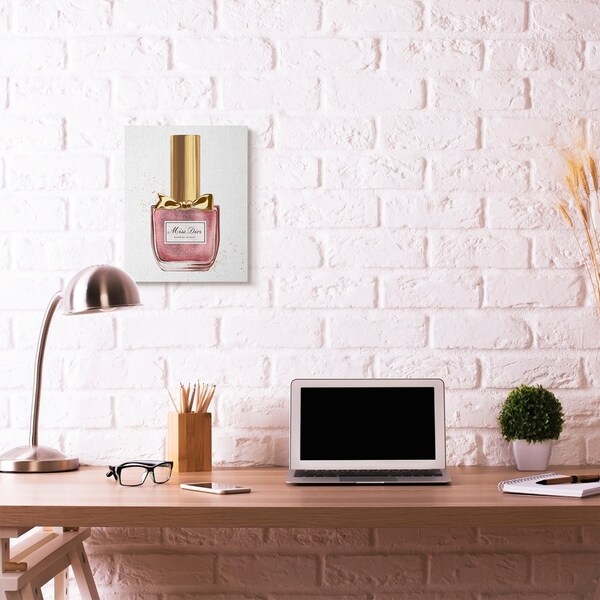 Stupell Industries Makeup Pink Red Nail Polish Gold Fashion Design Canvas Wall Art, Proudly Made in USA