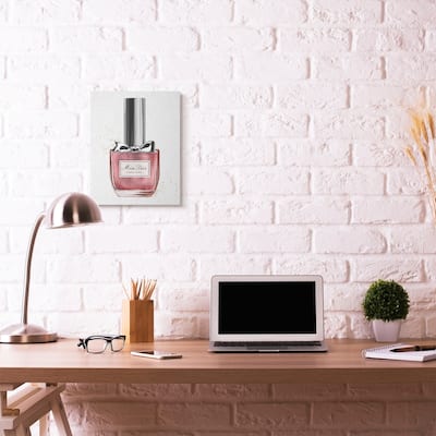 Stupell Makeup Pink Red Nail Polish Silver Fashion Design Canvas Wall Art, Proudly Made in USA