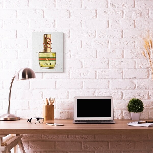 Stupell Industries Makeup Nail Polish Yellow Gold Snake Fashion Design Canvas Wall Art, Proudly Made in USA