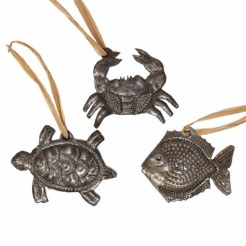 Handmade Haitian Metal Art Sea Life Ornaments (Set of 3)