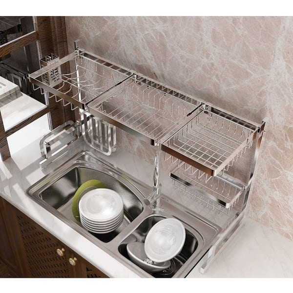 34in Stainless Steel Dish Drying Rack Over Kitchen Sink Dishes And Utensils Drying Shelf Kitchen Storage Countertop Organizer On Sale Overstock 29718144
