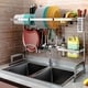 preview thumbnail 7 of 7, 34in. Stainless Steel Dish Drying Rack Over Kitchen Sink, Dishes and Utensils Drying Shelf, Kitchen Storage Countertop Organizer