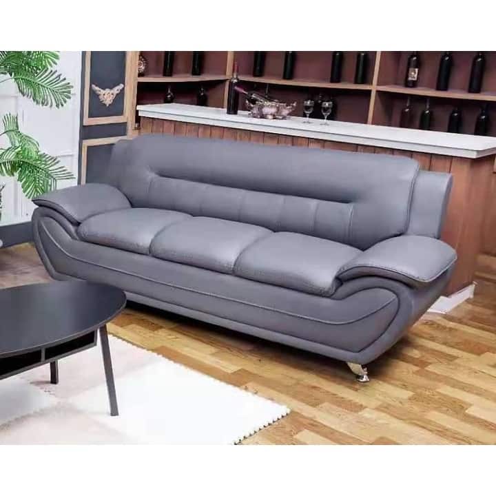 Greatime Latherette Three Seats Modern Sofa - Grey