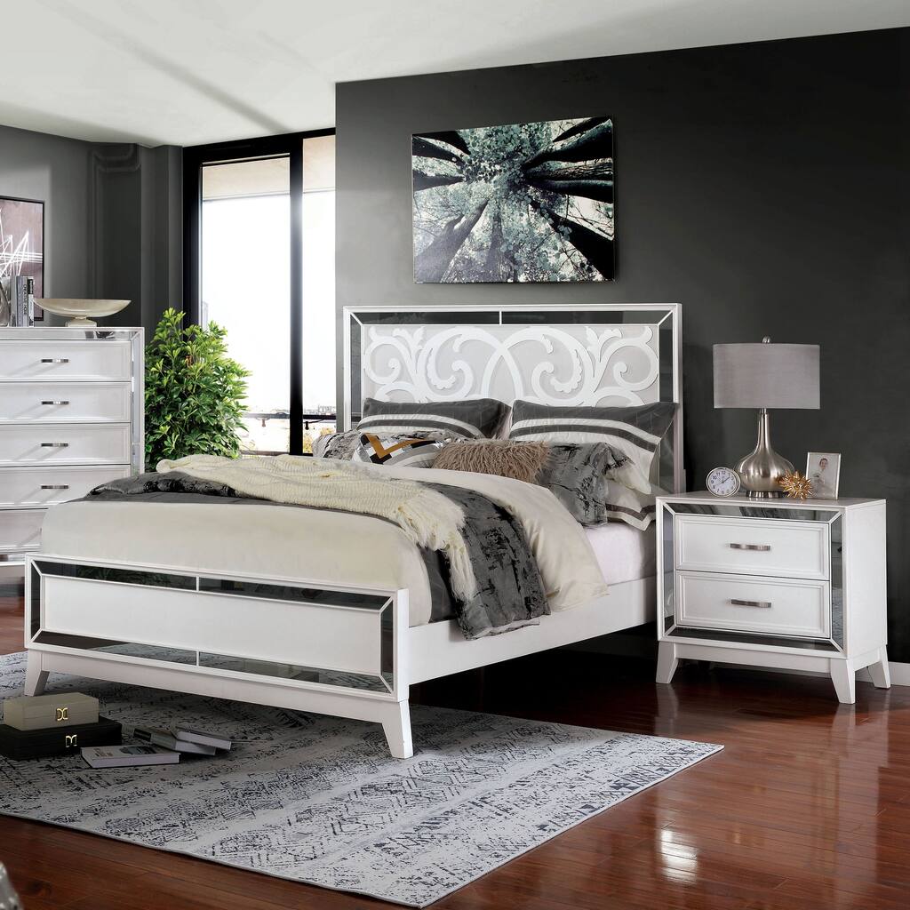 Furniture of America Brian Traditional Mirrored 2-piece Bedroom Set ...