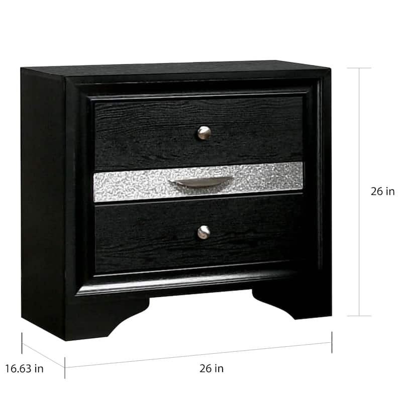 Manzini Contemporary Black Solid Wood Storage 3-Piece Platform Bedroom Set by Furniture of America