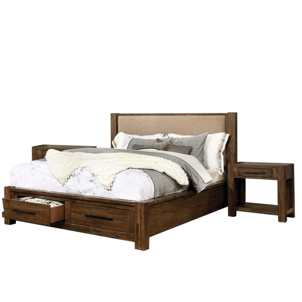 Furniture of America Pore Brown 3-piece Bedroom Set w/ 2 Nightstands