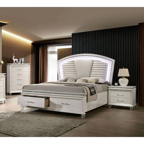 Furniture of America Xian White 3-piece Bedroom Set w/ Storage