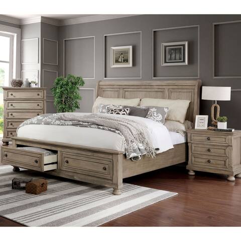 Furniture of America Nahkohe Grey 3-piece Bedroom Set with Storage