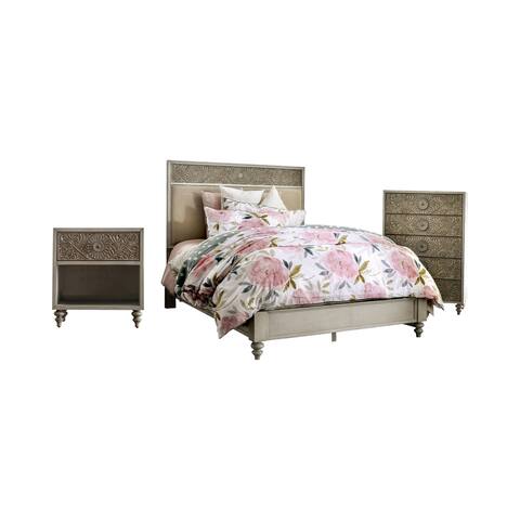 Furniture of America Daff Beige 3-piece Bedroom Set w/ Storage