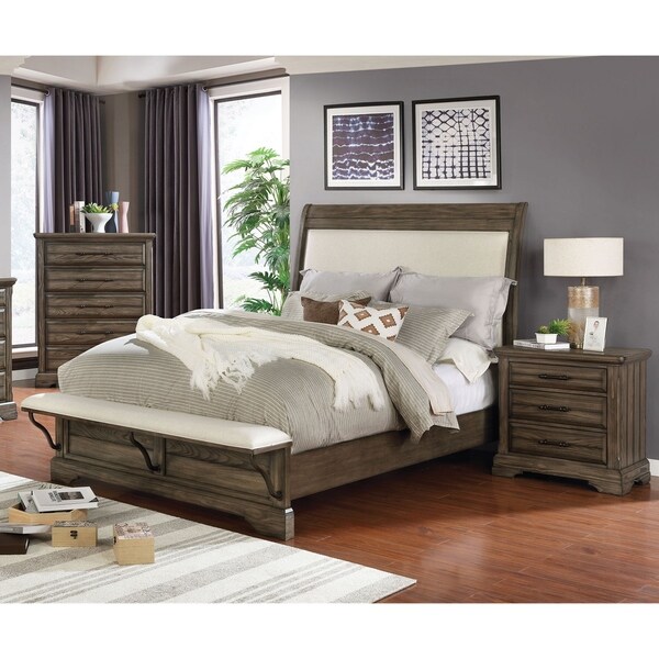 Furniture of America Kete 3-piece Padded Bedroom Set with Storage