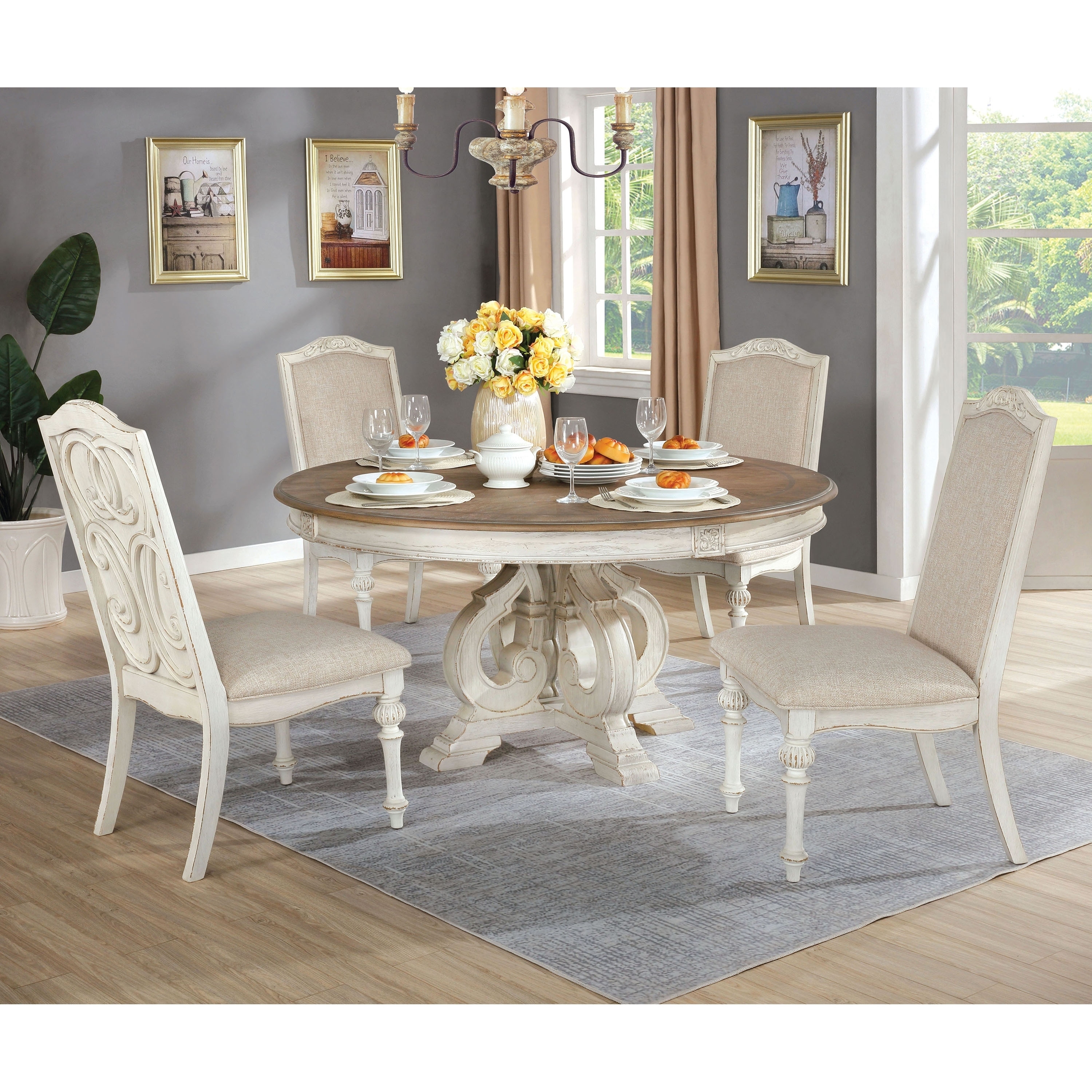 Shop Black Friday Deals On The Gray Barn Brook House Farmhouse White 5 Piece Round Dining Set Overstock 29726525