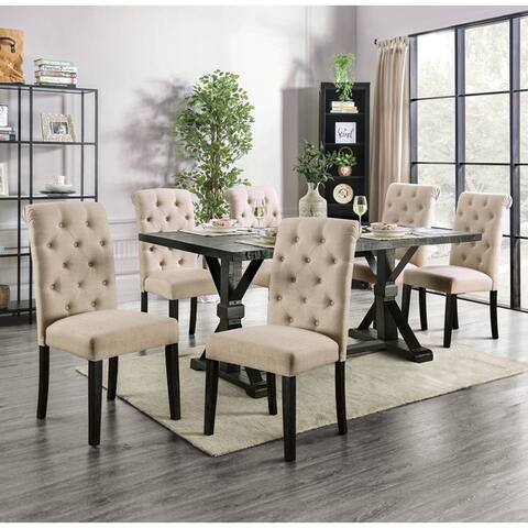 Furniture of America Yere Rustic Solid Wood 7-piece Dining Set