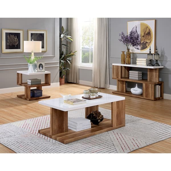 Shop Furniture Of America Rone Contemporary White 2 Piece Accent Table Set Overstock 29726604