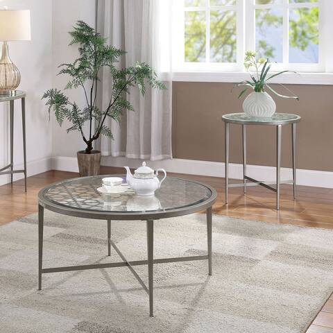 Furniture of America Fage Silver 33-inch 2-piece Accent Table Set