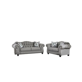 Furniture of America Jath Traditional Grey Tufted 2-piece Sofa Set