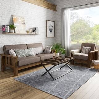 Arrowood Rustic Antique Oak 2-piece Living Room Set by FOA