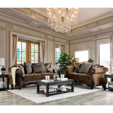 Furniture of America Pora Traditional Brown 2-piece Sofa Set