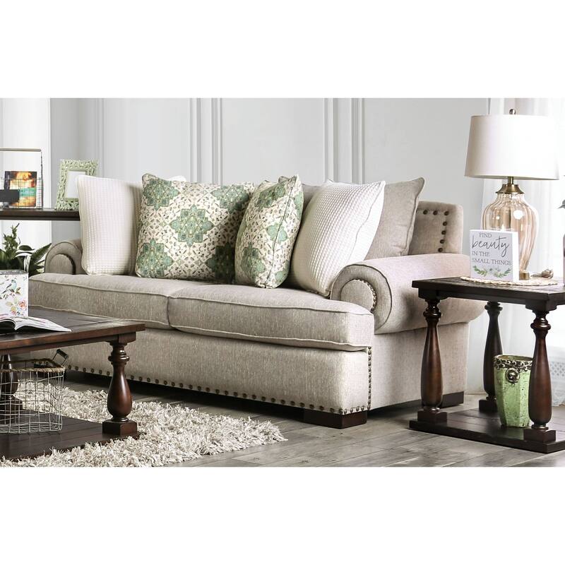Furniture of America Jula Traditional Linen 2-piece Sofa Set