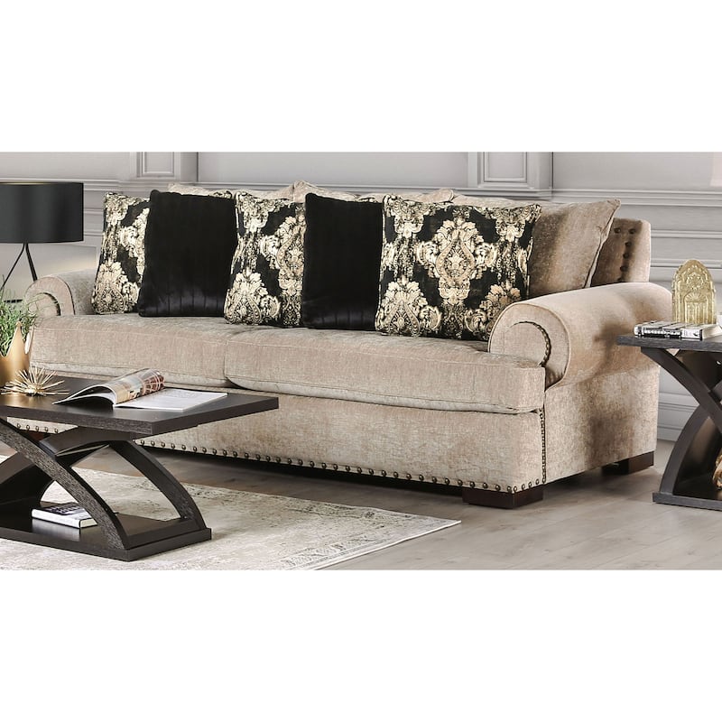 Furniture of America Jula Traditional Linen 2-piece Sofa Set