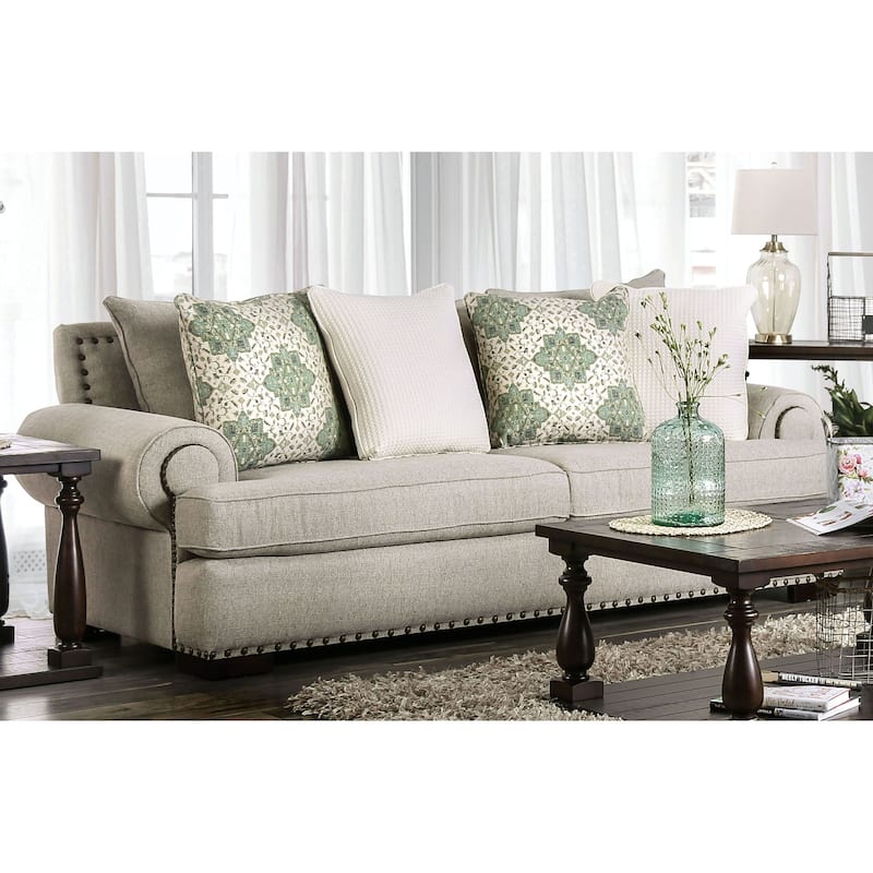 Furniture of America Jula Traditional Linen 2-piece Sofa Set