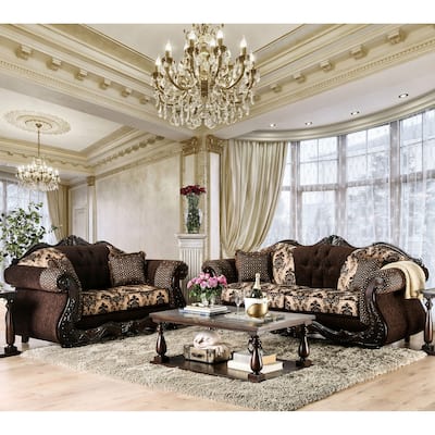 Lupa Traditional Chenille Tufted 2-Piece Sofa Set by Furniture of America