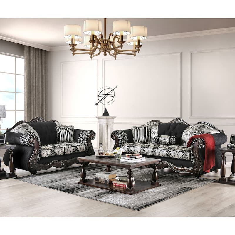 Lupa Traditional Chenille Tufted 2-Piece Sofa Set by Furniture of America