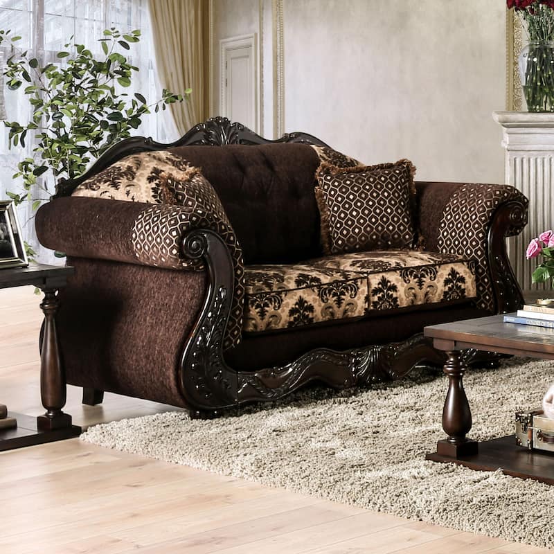 Lupa Traditional Chenille Tufted 2-Piece Sofa Set by Furniture of America