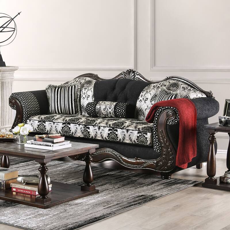 Lupa Traditional Chenille Tufted 2-Piece Sofa Set by Furniture of America