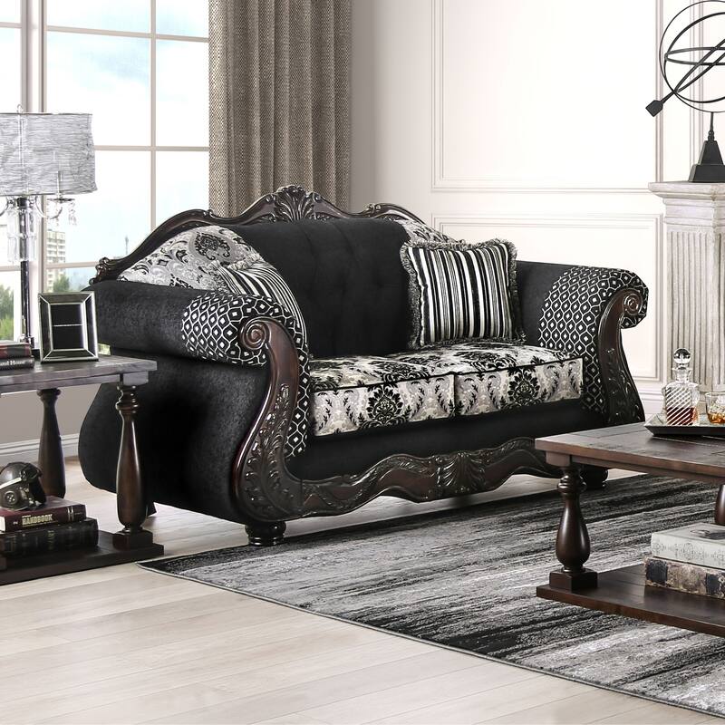 Lupa Traditional Chenille Tufted 2-Piece Sofa Set by Furniture of America