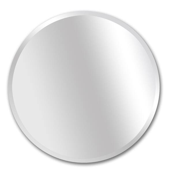 Porch Den Salix Beveled Frameless 24 Inch Round Wall Mirror Porch Den Salix Beveled Frameless