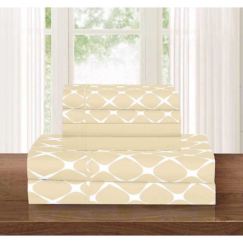 Porch & Den Seiffert Trellis Pattern 6-piece Bed Sheet Set - Full - Beige