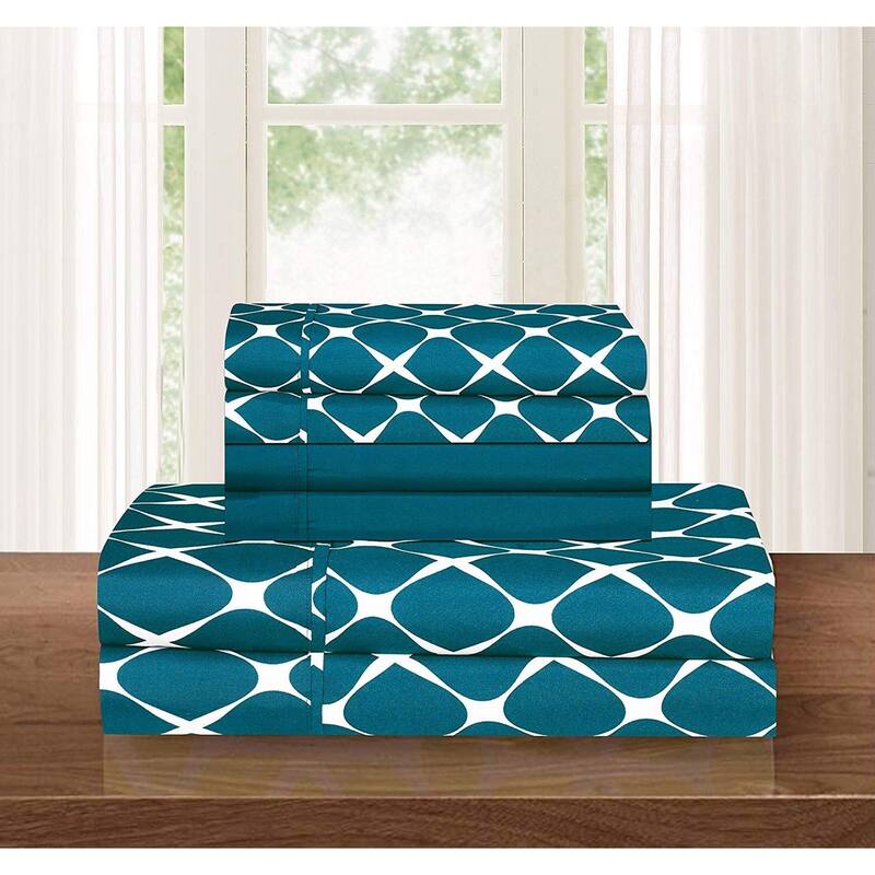 Porch & Den Seiffert Trellis Pattern 6-piece Bed Sheet Set - Full - Turquoise