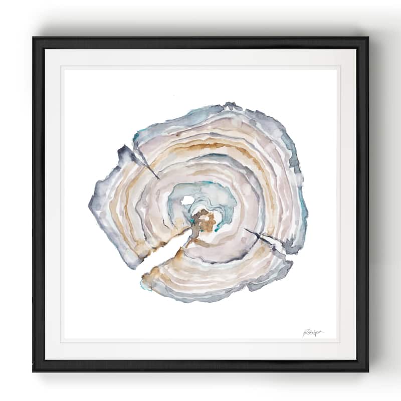 Watercolor Tree Ring I -Black Framed Print