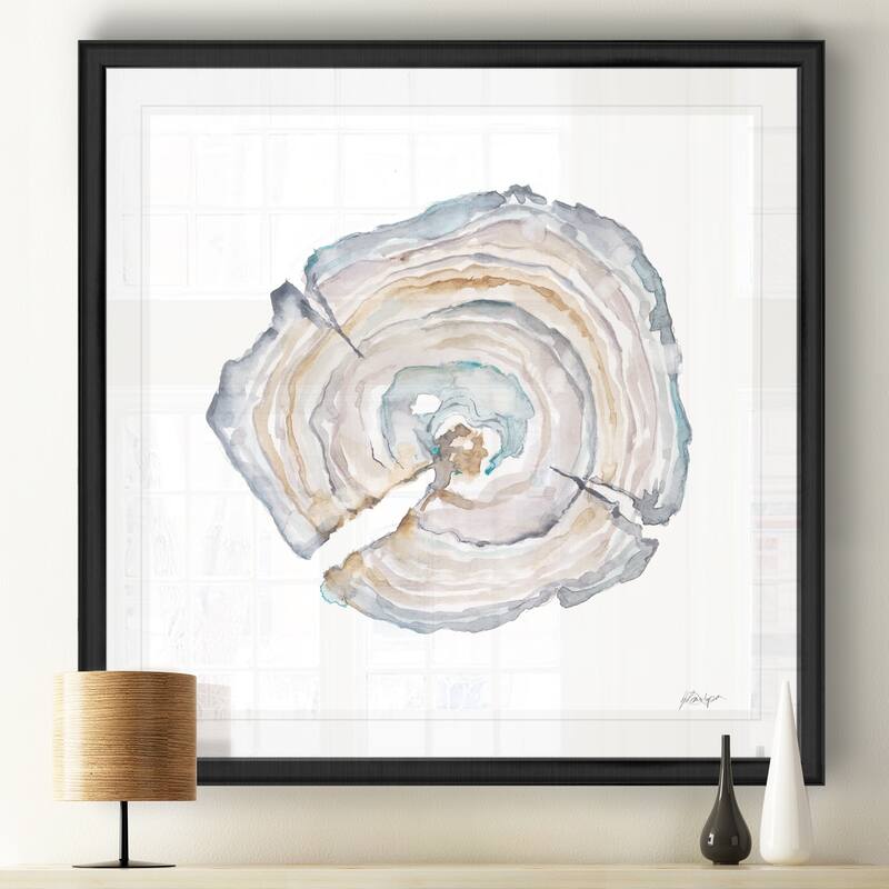 Watercolor Tree Ring I -Black Framed Print