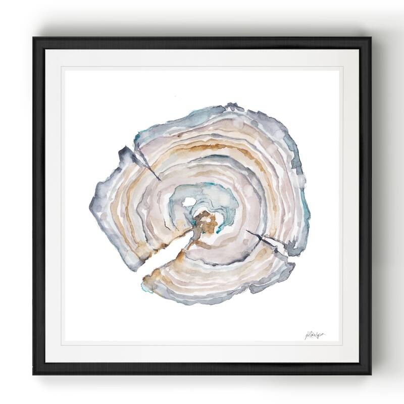 Watercolor Tree Ring I -Black Framed Print