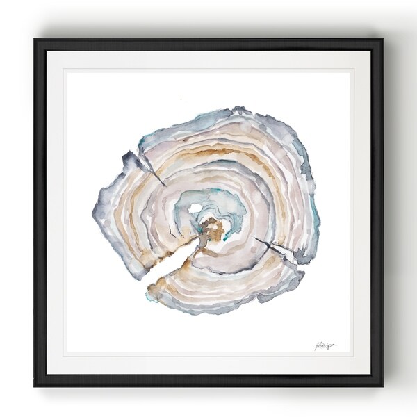 Watercolor Tree Ring I -Black Framed Print