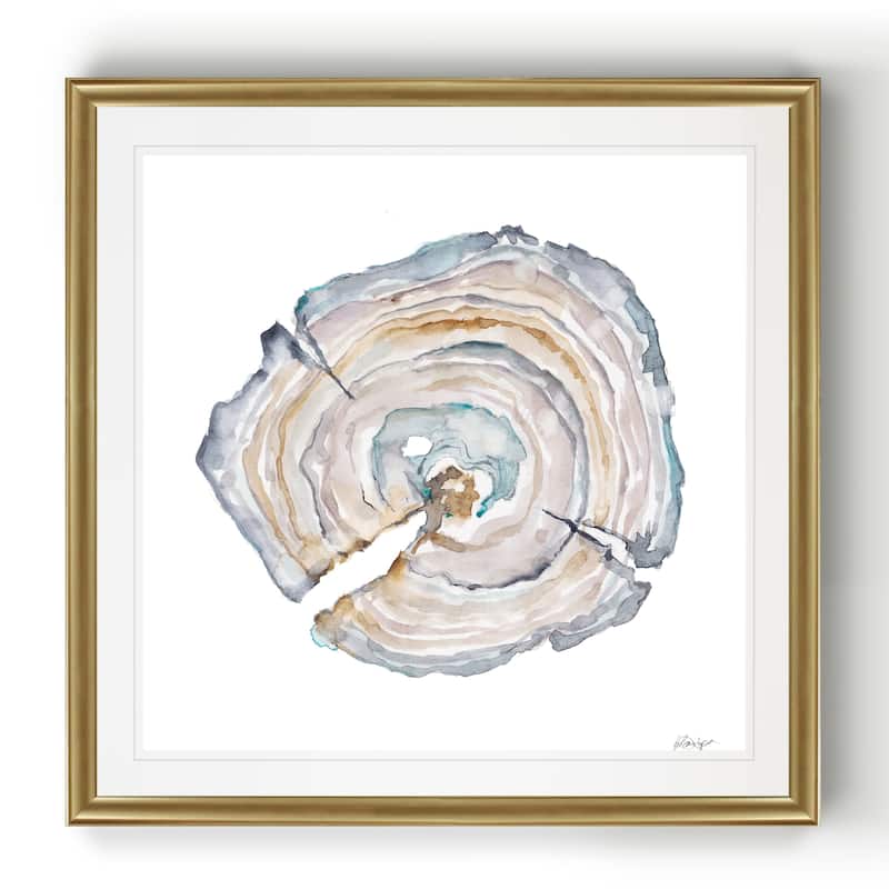 Watercolor Tree Ring I -Black Framed Print