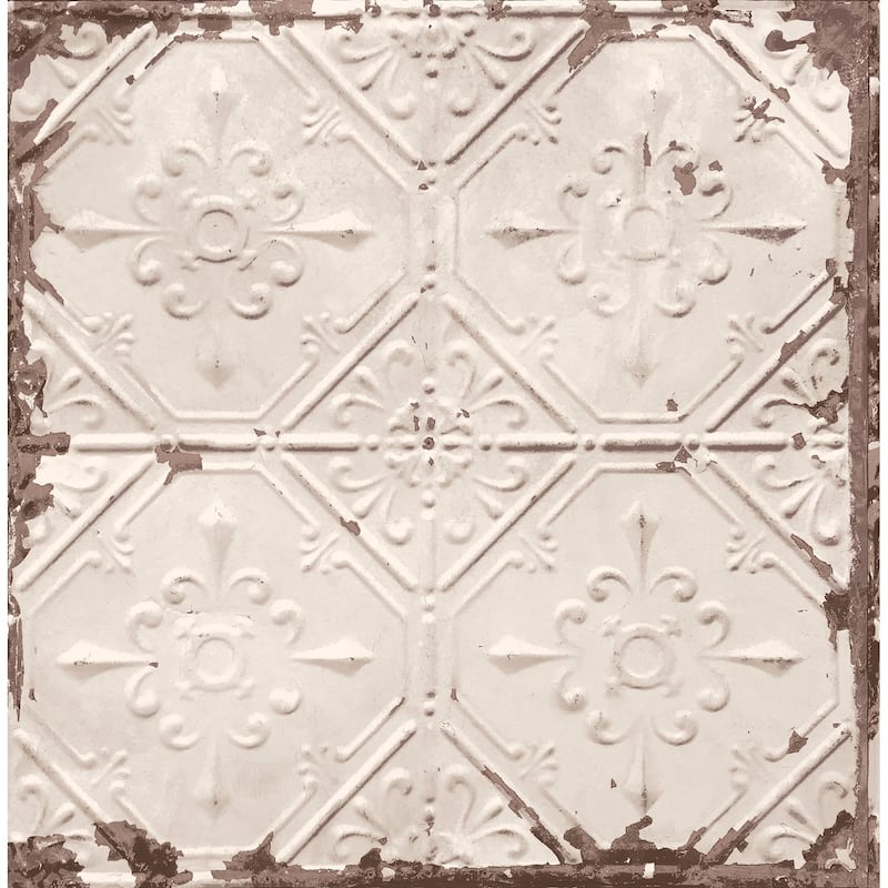 Macmillan White Tin Ceiling Wallpaper - Off-White