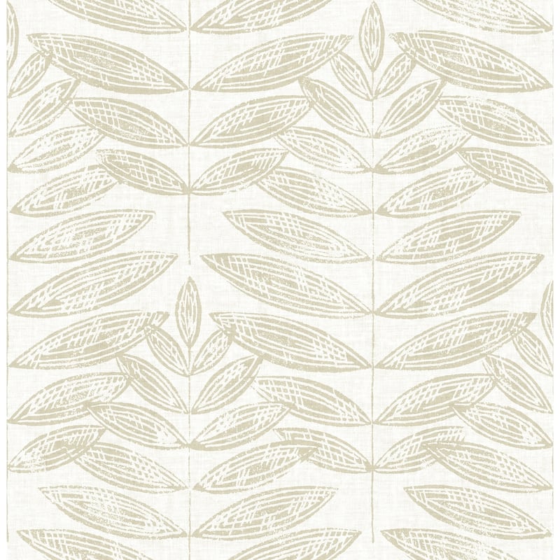 Botanical Buchanan Beige Leaf Wallpaper - Beige