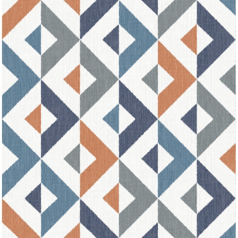 Petty Slate Geometric Faux Linen Wallpaper - Multicolor