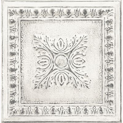 Addington White Ornamental Tin Tile Wallpaper